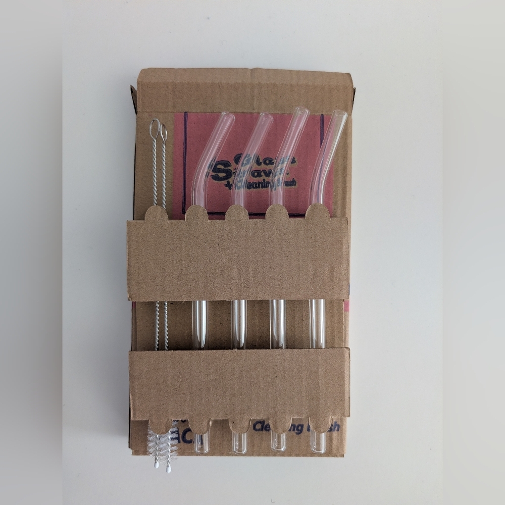 Set Of Four Glass Straws
